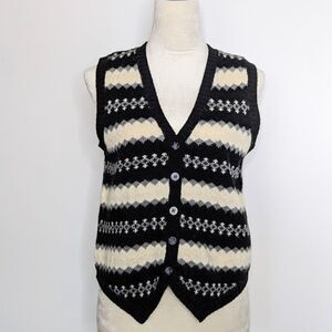 Lambswool Sweater Vest Sleeveless Cardigan Chaus Size Small